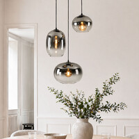 3-ljus taklampa Olare med smoke ombre glas