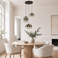 3-ljus taklampa Olare med smoke ombre glas