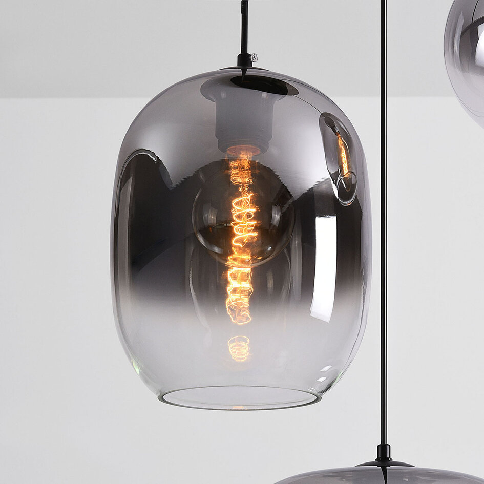 3-ljus taklampa Olare med smoke ombre glas