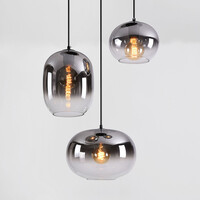 3-ljus taklampa Olare med smoke ombre glas