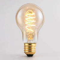 Dimbar E27 spiral filamentlampa, 4,5W, 2700K, bärnstensfärgat glas Ø60
