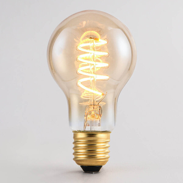 Dimbar E27 spiralformad filamentlampa, 4,5W, 2700K, amberglas Ø60 mm