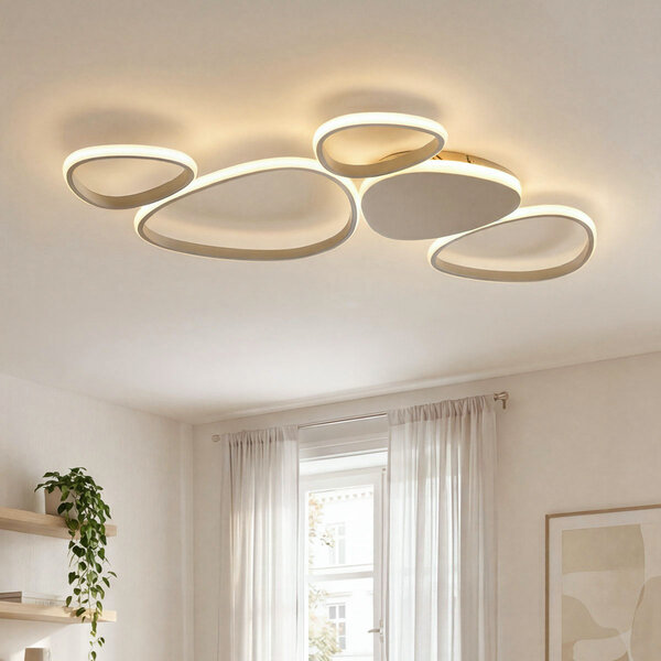 Designad taklampa Zinara med integrerad LED, 3-stegs dimbar i sandbeige