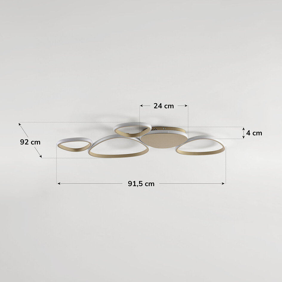 Designad taklampa Zinara med integrerad LED, 3-stegs dimbar i sandbeige
