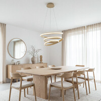 Designad pendellampa Tynara med integrerad LED, 3-stegs dimbar i sandbeige