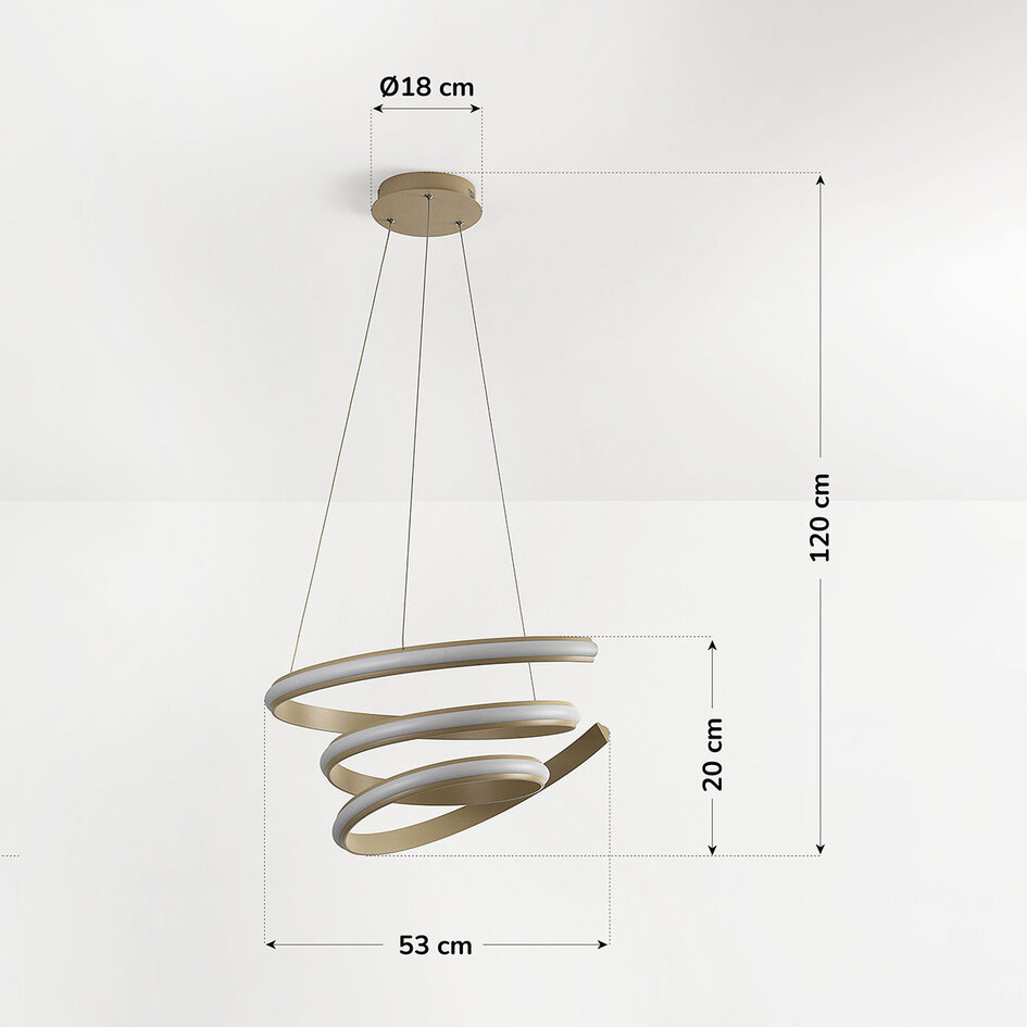 Designad pendellampa Tynara med integrerad LED, 3-stegs dimbar i sandbeige