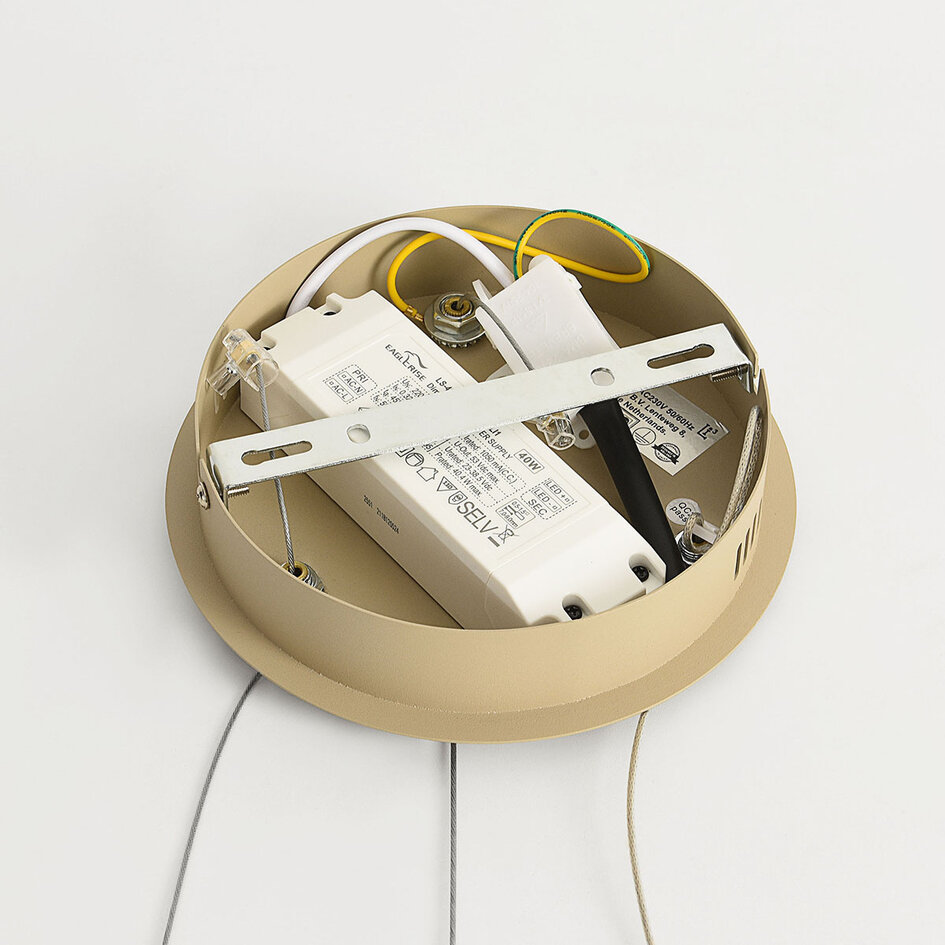 Designad pendellampa Tynara med integrerad LED, 3-stegs dimbar i sandbeige