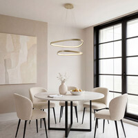 Designad pendellampa Nivara med integrerad LED, 3-stegs dimbar i sandbeige