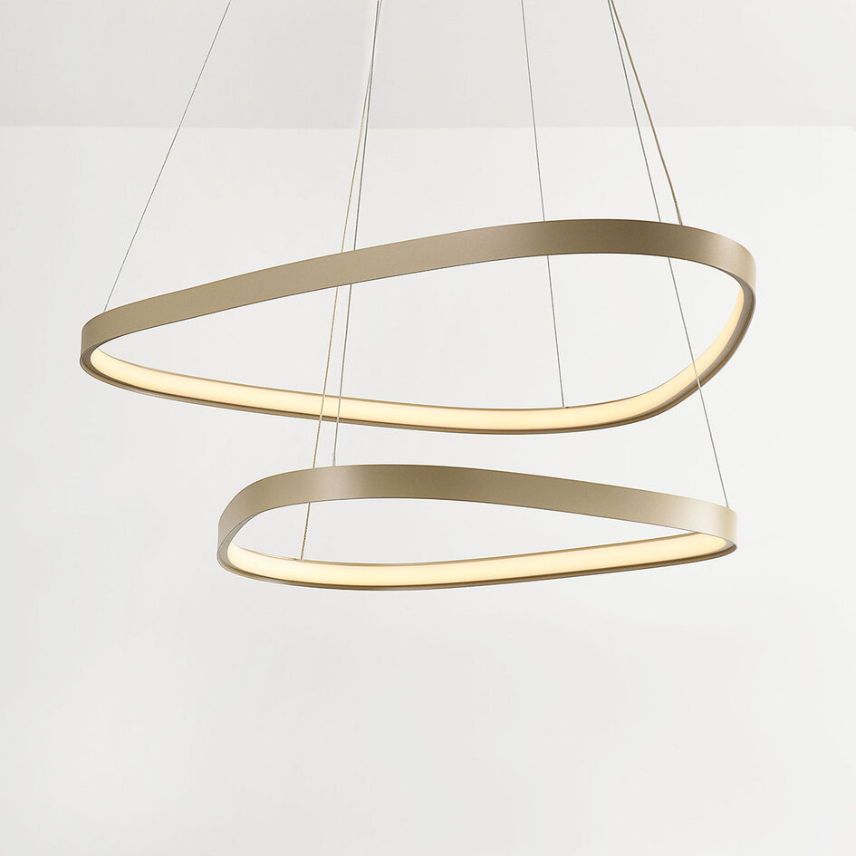 Designad pendellampa Nivara med integrerad LED, 3-stegs dimbar i sandbeige