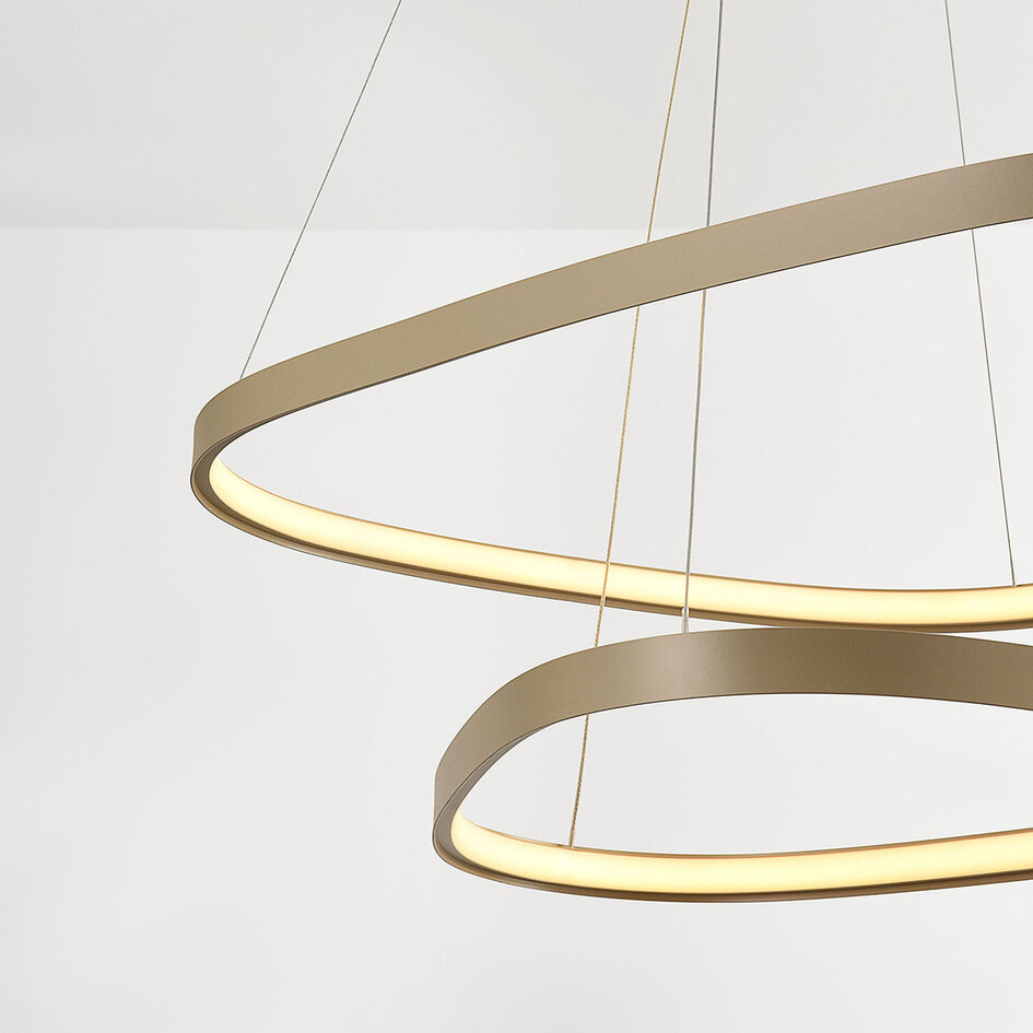 Designad pendellampa Nivara med integrerad LED, 3-stegs dimbar i sandbeige