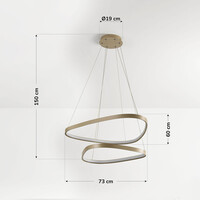 Designad pendellampa Nivara med integrerad LED, 3-stegs dimbar i sandbeige