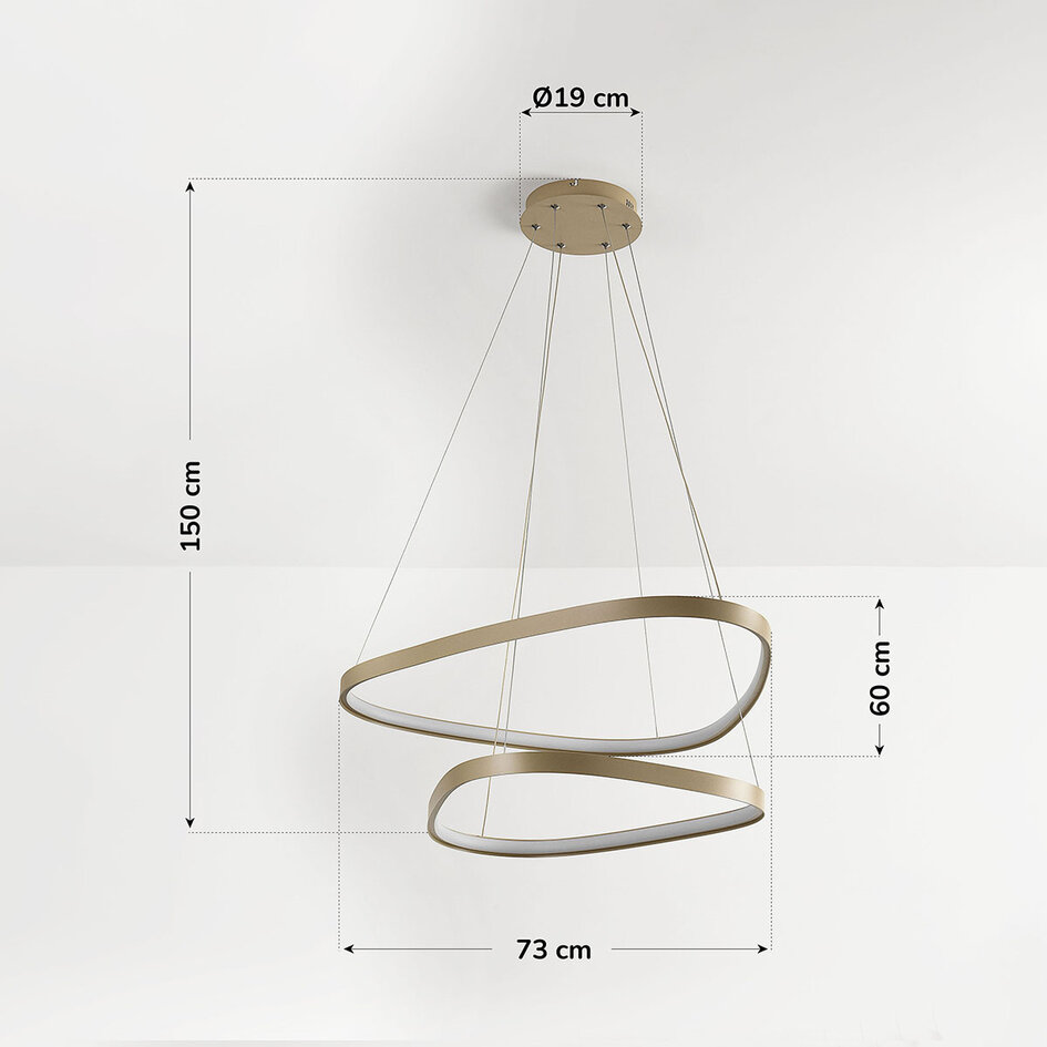 Designad pendellampa Nivara med integrerad LED, 3-stegs dimbar i sandbeige