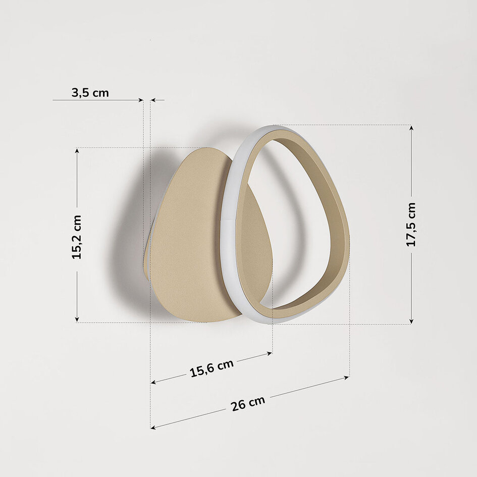 Designad vägglampa Melana med integrerad LED i sandbeige
