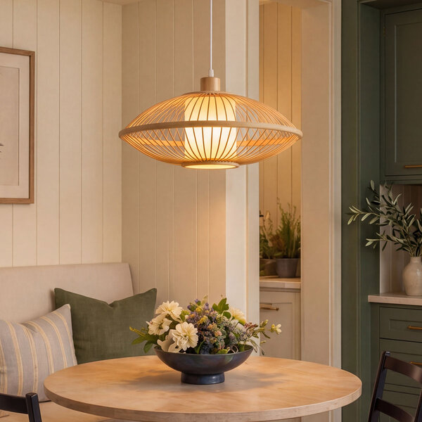 Bambu taklampa Levra med linnediffusor - natur
