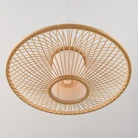 Bambu pendellampa Levra med naturell linnediffusor