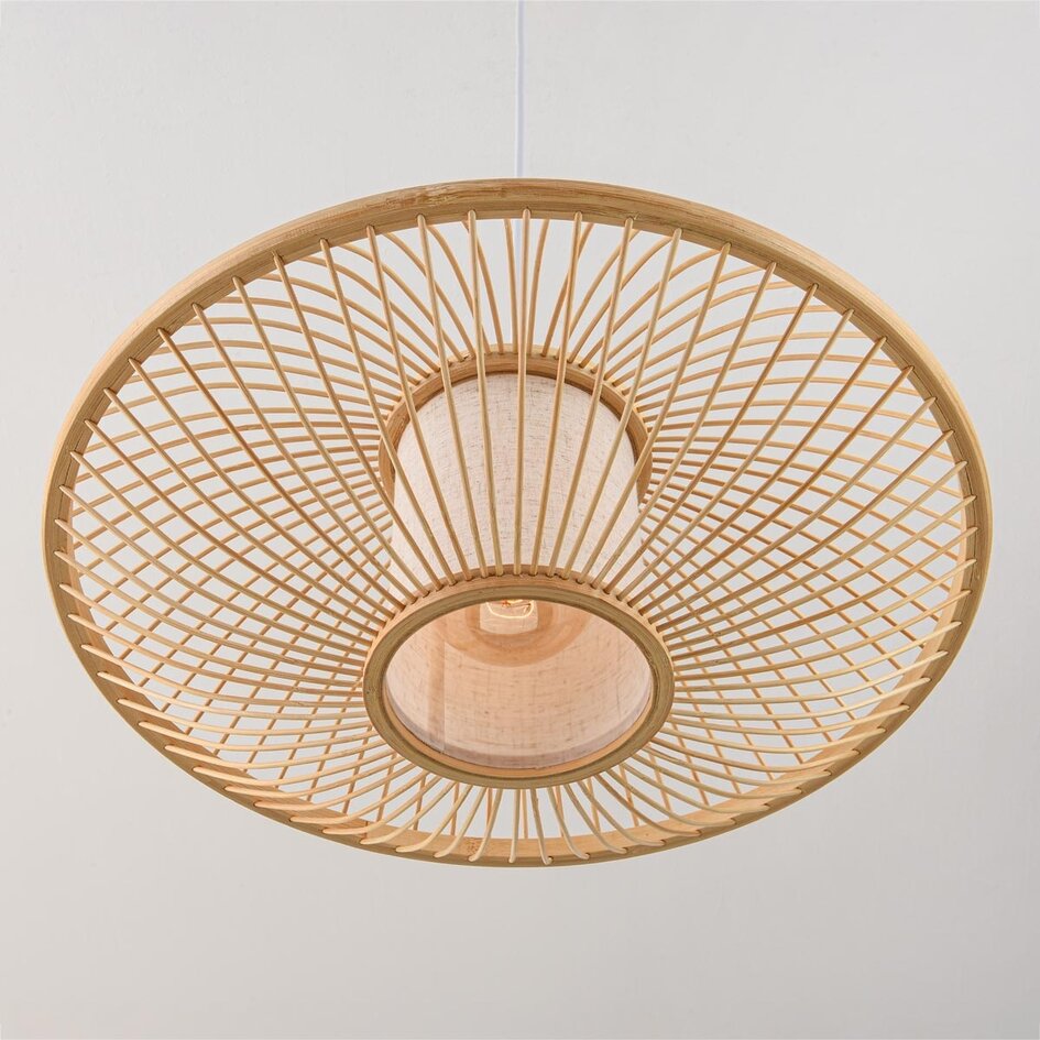 Bambu pendellampa Levra med naturell linnediffusor