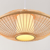 Bambu pendellampa Levra med naturell linnediffusor