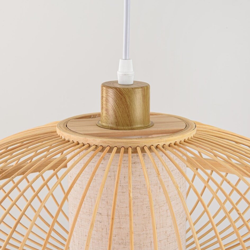 Bambu pendellampa Levra med naturell linnediffusor