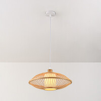 Bambu pendellampa Levra med naturell linnediffusor