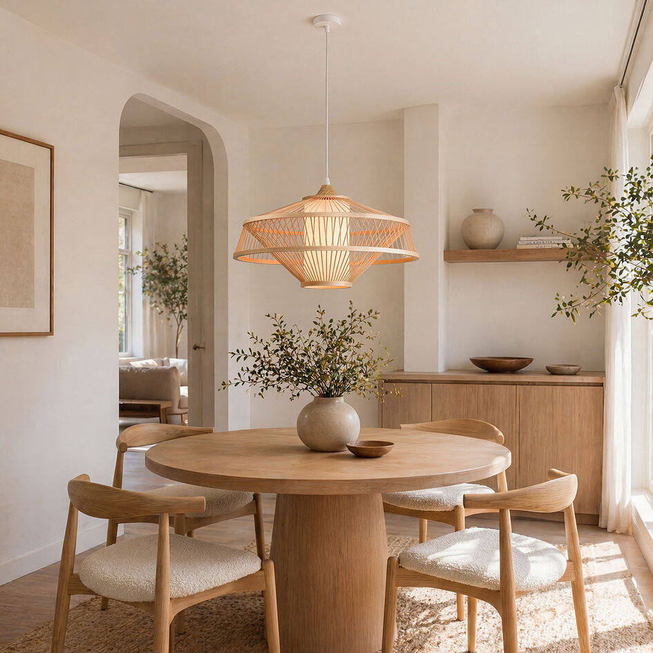 Bambu pendellampa Olira med naturell diffusor