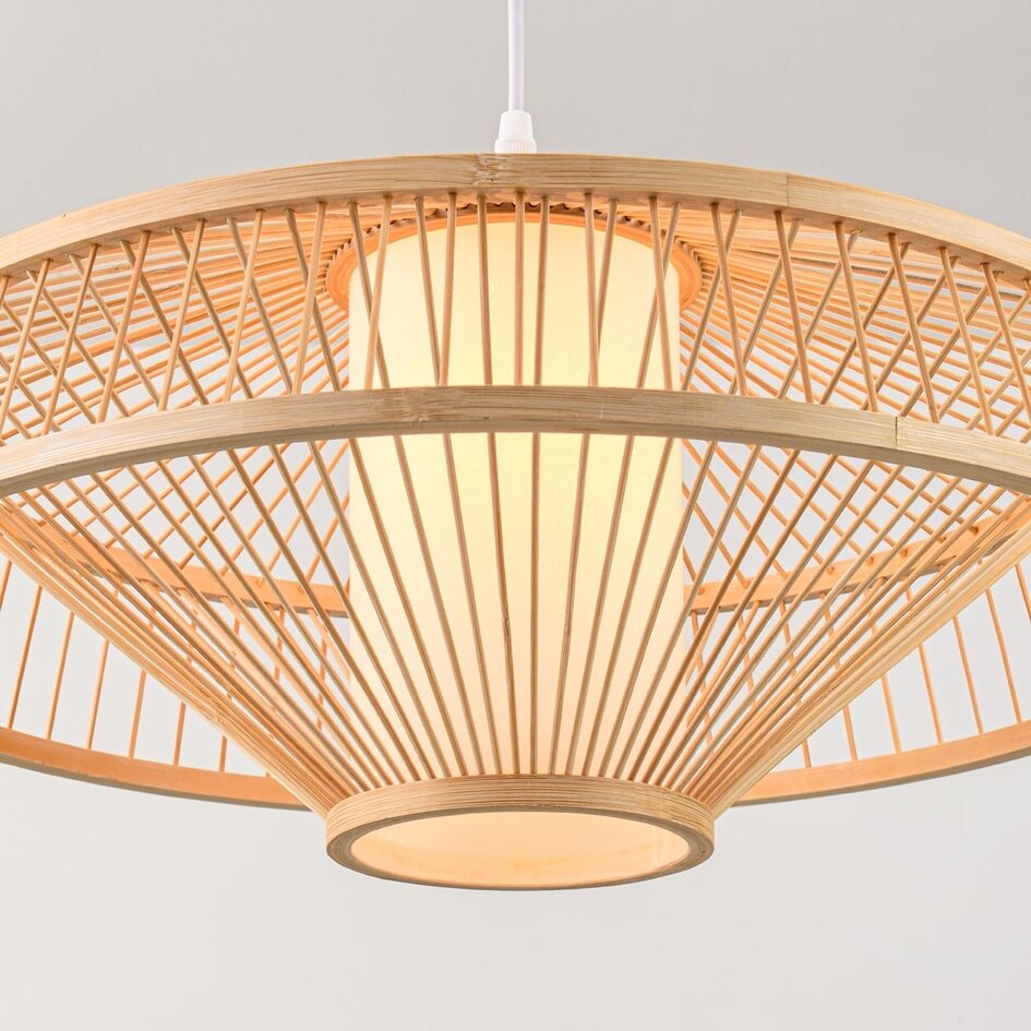 Bambu pendellampa Olira med naturell diffusor