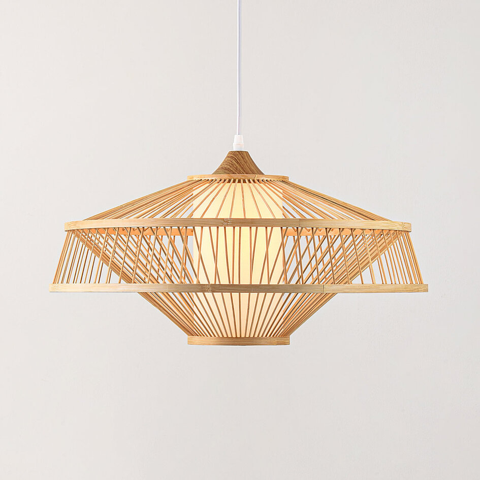 Bambu pendellampa Olira med naturell diffusor