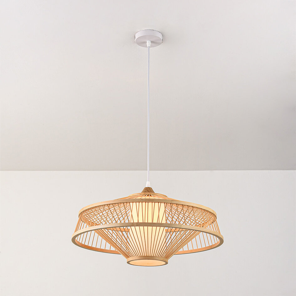 Bambu pendellampa Olira med naturell diffusor