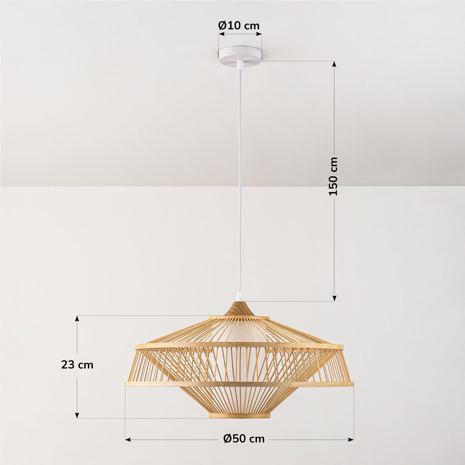 Bambu pendellampa Olira med naturell diffusor