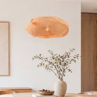 Bambupendellampa Weavo med handflätad naturell skärm