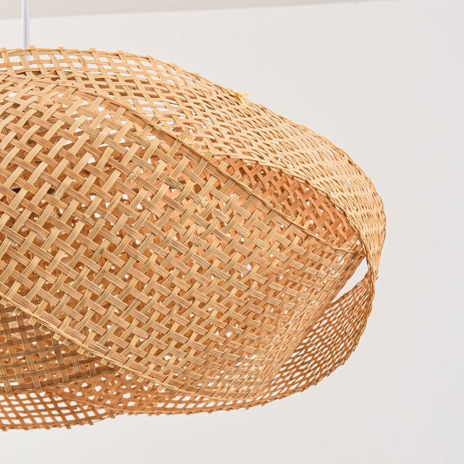 Bambupendellampa Weavo med handflätad naturell skärm