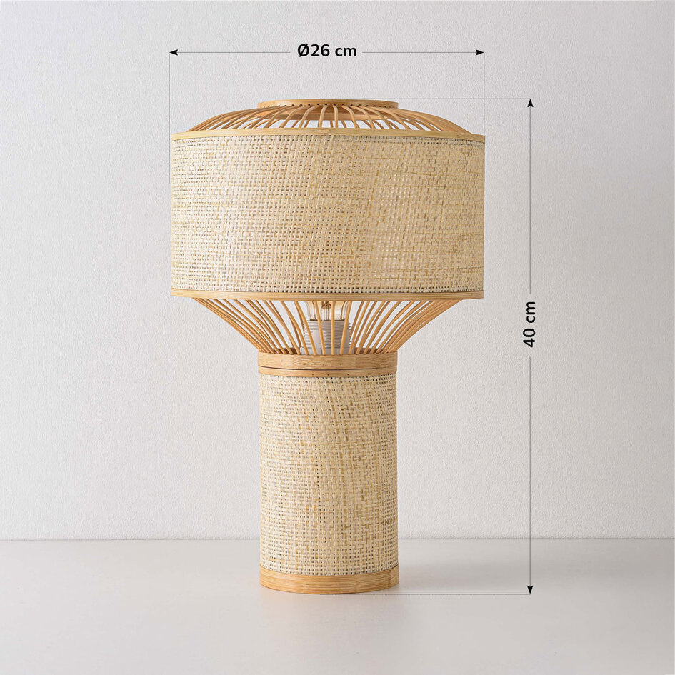 Bordslampa Tosca i bambu med vävd skärm