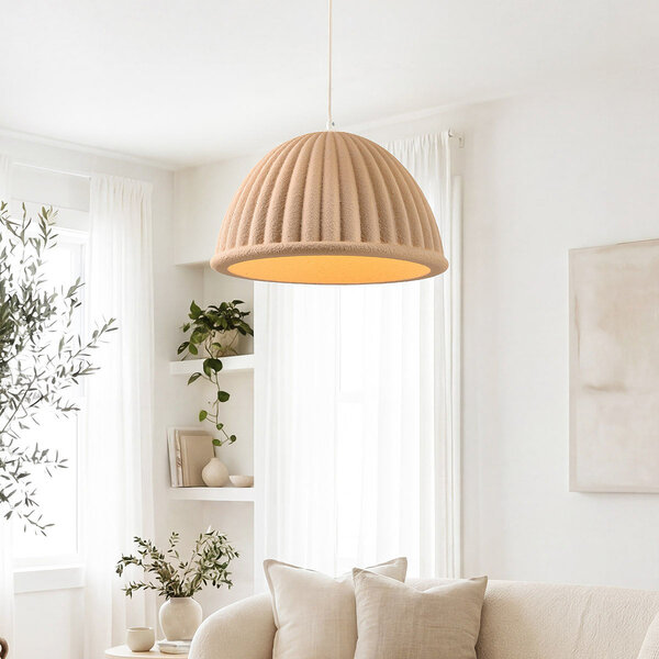 Taklampa Hyske med räfflad skärm - sandbeige
