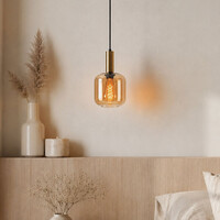 Pendellampa Appeso i guld med amberglas