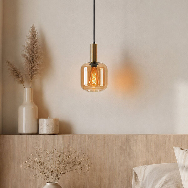 Pendellampa Appeso i guld med amberglas