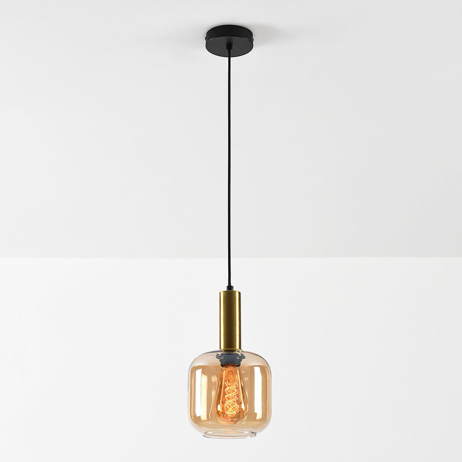 Pendellampa Appeso i guld med amberglas