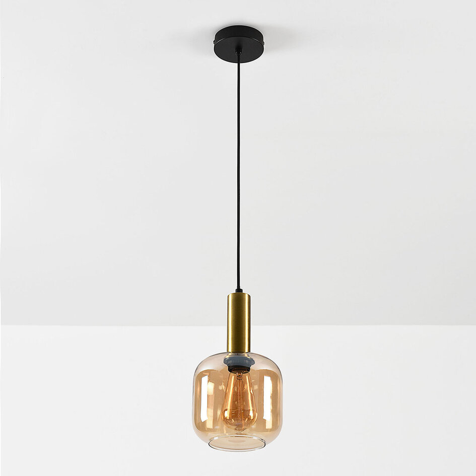 Pendellampa Appeso i guld med amberglas