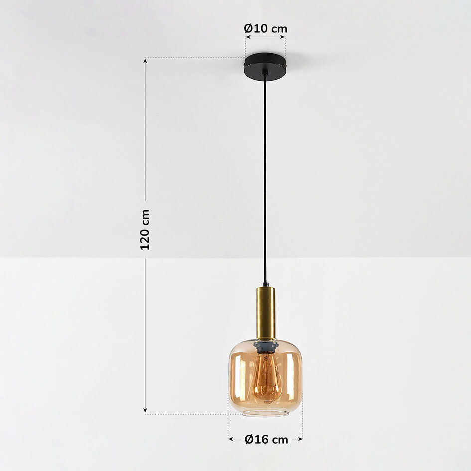 Pendellampa Appeso i guld med amberglas