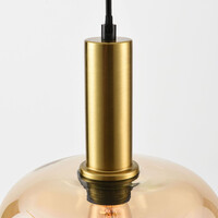 Pendellampa Basso i guld med brett amberglas