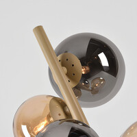 Bordslampa Tessera beige med fyra glaskulor i bärnsten och rök