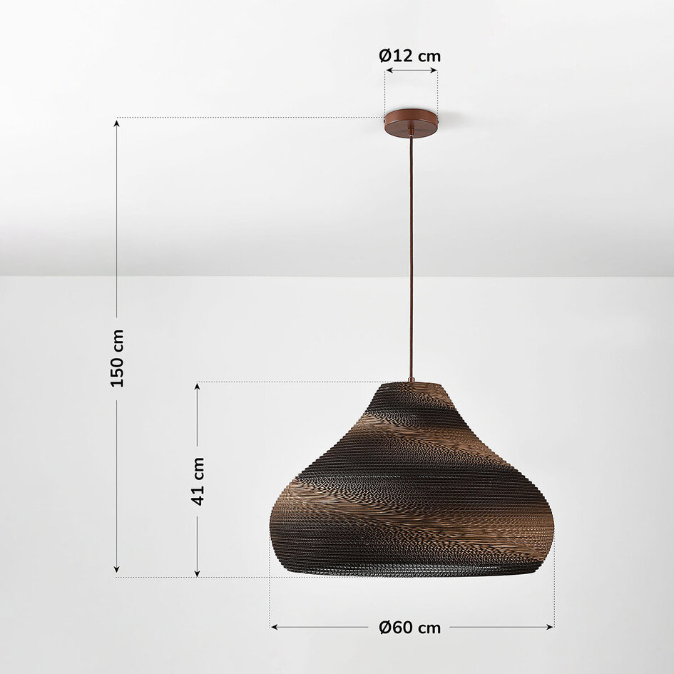Pendellampa Veela i kartong Ø60 cm, platt takplatta