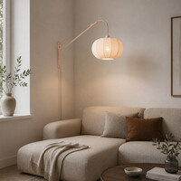 Justerbar vägglampa Flera - rund beige tygskärm