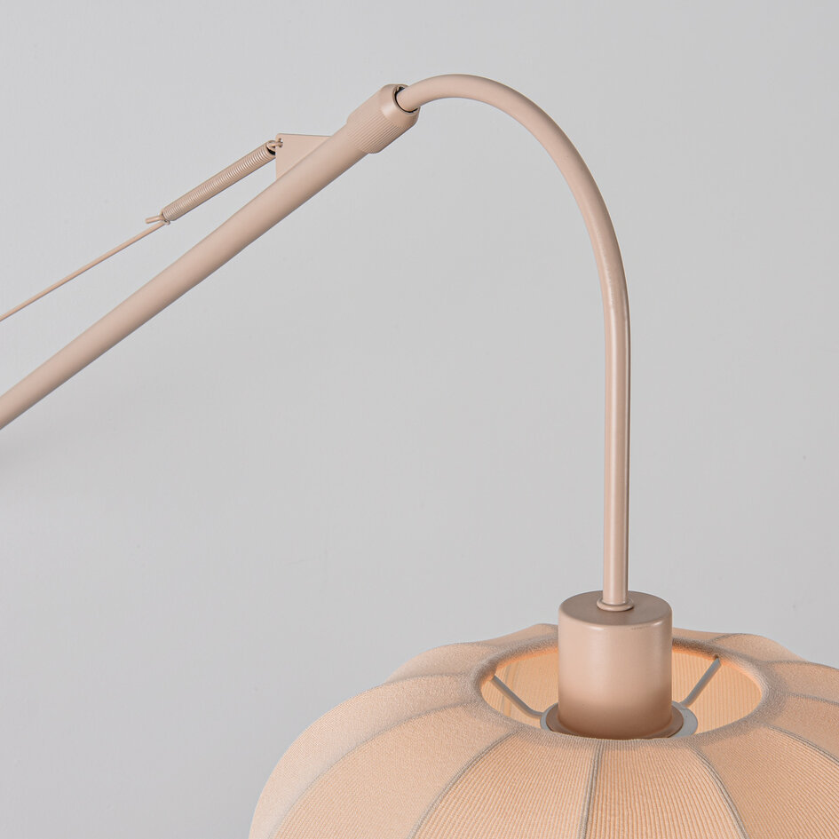 Justerbar vägglampa Flera - rund beige tygskärm