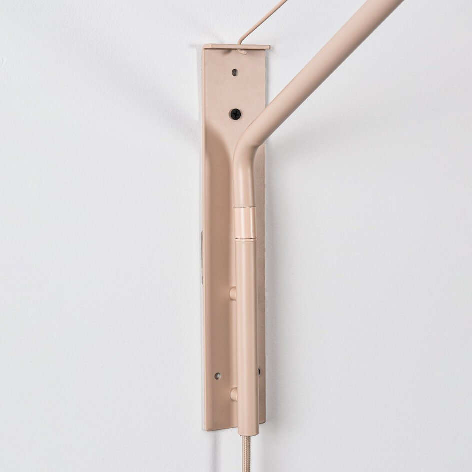 Justerbar vägglampa Flera - rund beige tygskärm