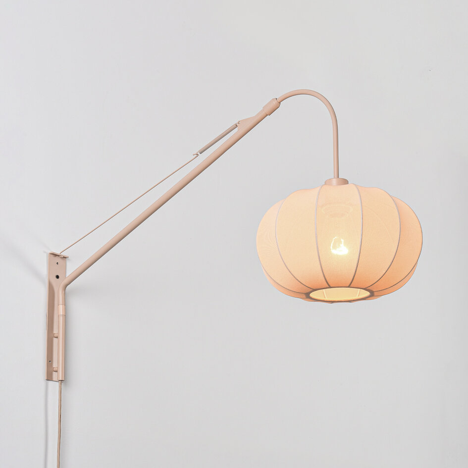 Justerbar vägglampa Flera - rund beige tygskärm