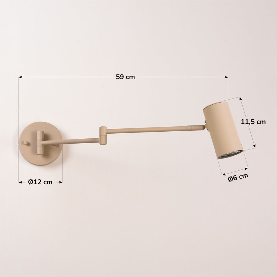 Justerbar vägglampa Revah i beige