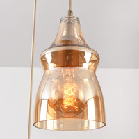 Pendellampa Trinidad med tre lampor, amberglas i beige