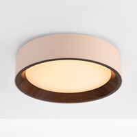 Taklampa Nardia med integrerad LED och 3-stegs dimbar Ø29 cm i beige med träaccent