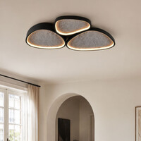Taklampa Elpisie med integrerad LED, 3-stegs dimbar i svart med steneffekt
