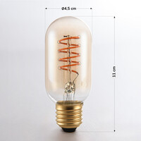 Dimbar E27 LED-rörlampa Ø45 mm med amberglas 4W 1800K