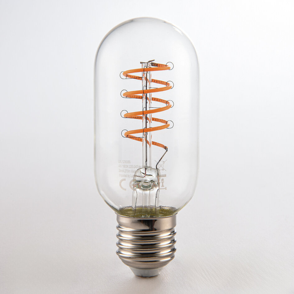 Dimbar E27 LED-rörlampa Ø45 mm med klart glas 4W 1800K